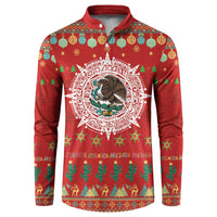 Mexico Merry Christmas Button Sweatshirt Mexican Cultural Emblem Xmas Style - Wonder Print Shop