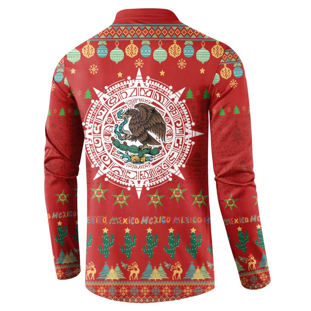 Mexico Merry Christmas Button Sweatshirt Mexican Cultural Emblem Xmas Style - Wonder Print Shop