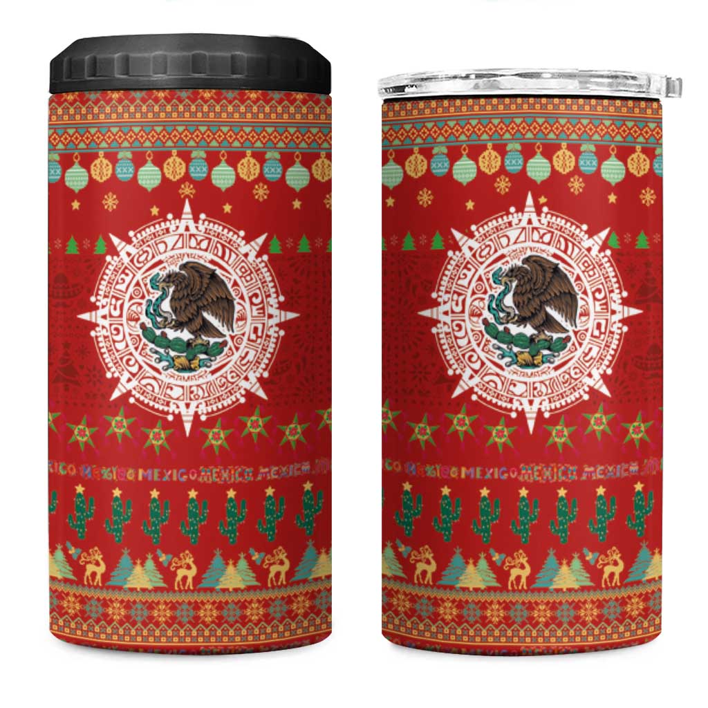 Mexico Merry Christmas 4 in 1 Can Cooler Tumbler Mexican Cultural Emblem Xmas Style - Wonder Print Shop
