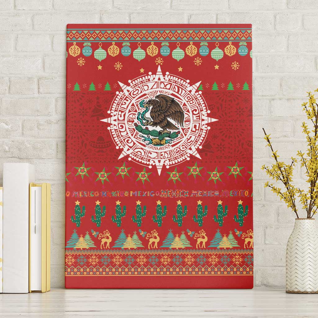 Mexico Merry Christmas Canvas Wall Art Mexican Cultural Emblem Xmas Style - Wonder Print Shop