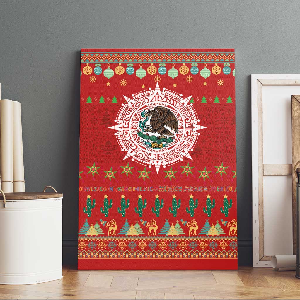 Mexico Merry Christmas Canvas Wall Art Mexican Cultural Emblem Xmas Style - Wonder Print Shop