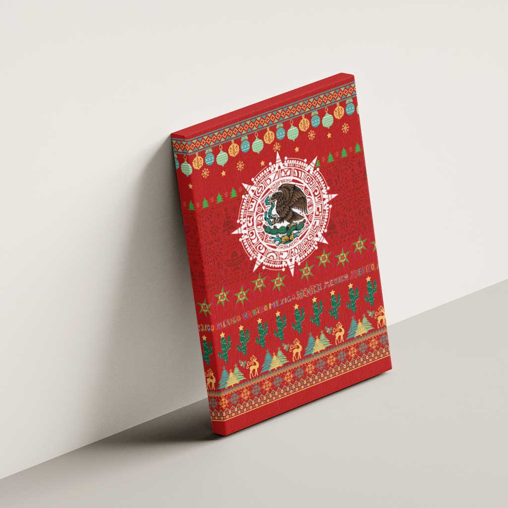 Mexico Merry Christmas Canvas Wall Art Mexican Cultural Emblem Xmas Style - Wonder Print Shop