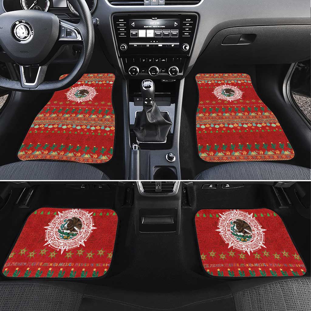 Mexico Merry Christmas Car Mats Mexican Cultural Emblem Xmas Style - Wonder Print Shop