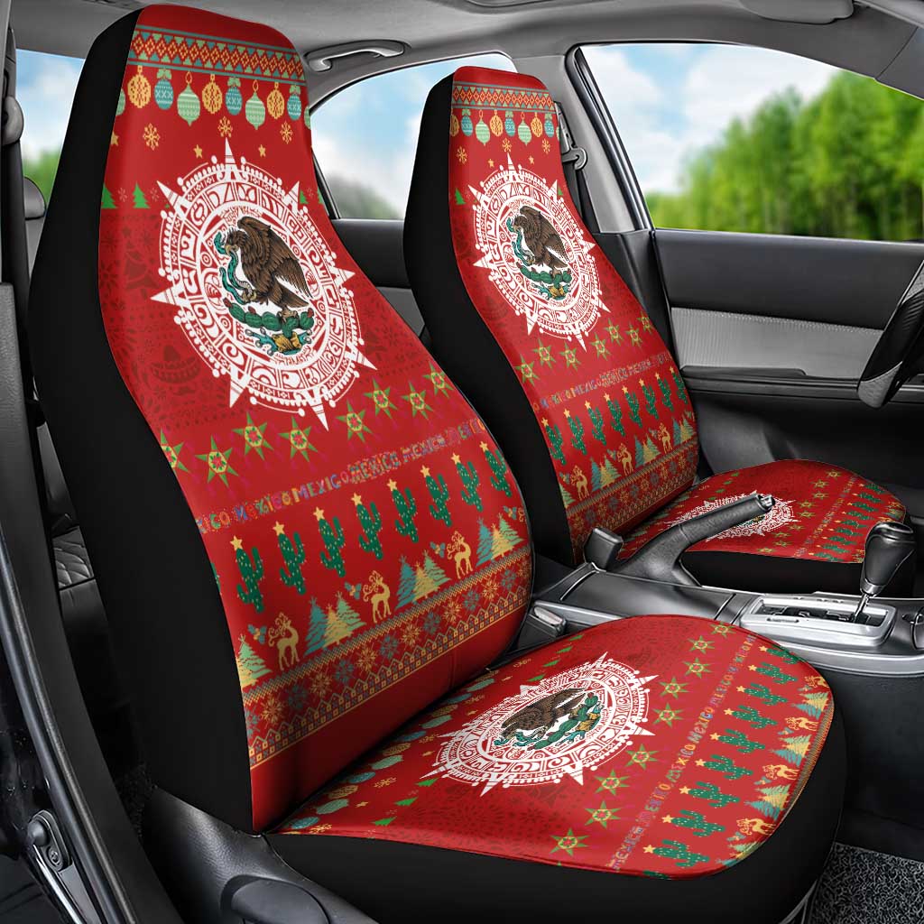 Mexico Merry Christmas Car Seat Cover Mexican Cultural Emblem Xmas Style - Wonder Print Shop