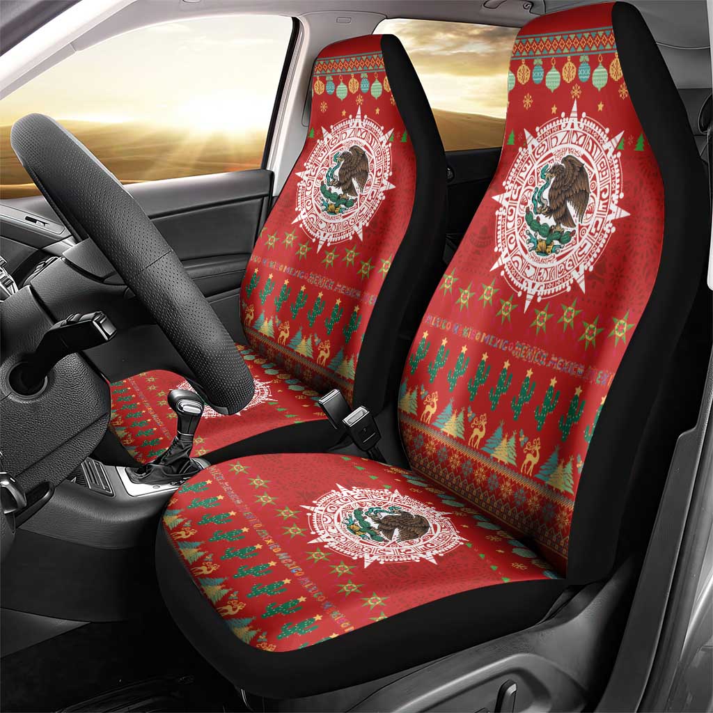 Mexico Merry Christmas Car Seat Cover Mexican Cultural Emblem Xmas Style - Wonder Print Shop