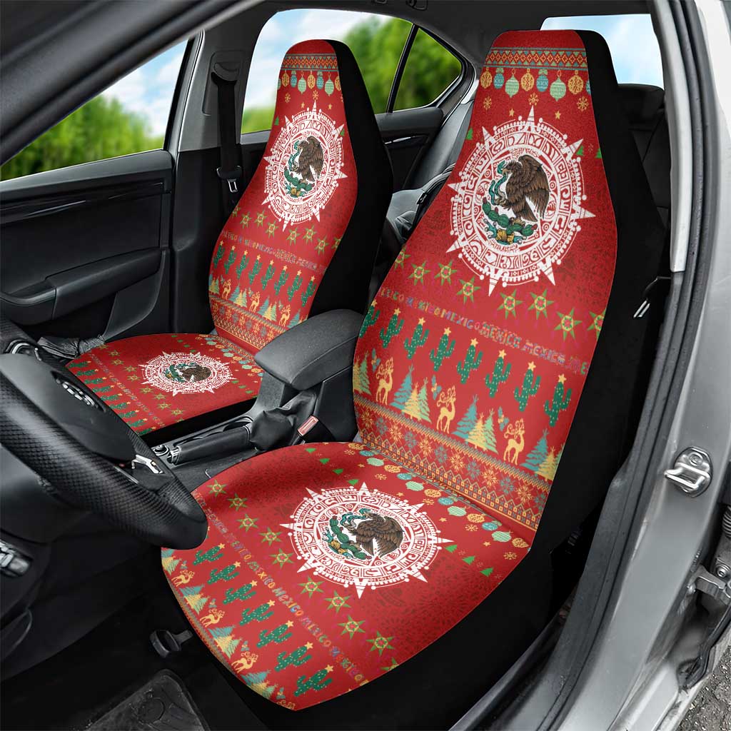 Mexico Merry Christmas Car Seat Cover Mexican Cultural Emblem Xmas Style - Wonder Print Shop