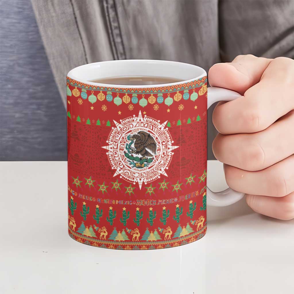 Mexico Merry Christmas Ceramic Mug Mexican Cultural Emblem Xmas Style - Wonder Print Shop