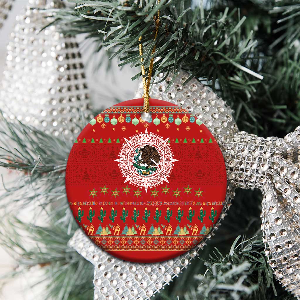 Mexico Merry Christmas Ceramic Ornament Mexican Cultural Emblem Xmas Style - Wonder Print Shop