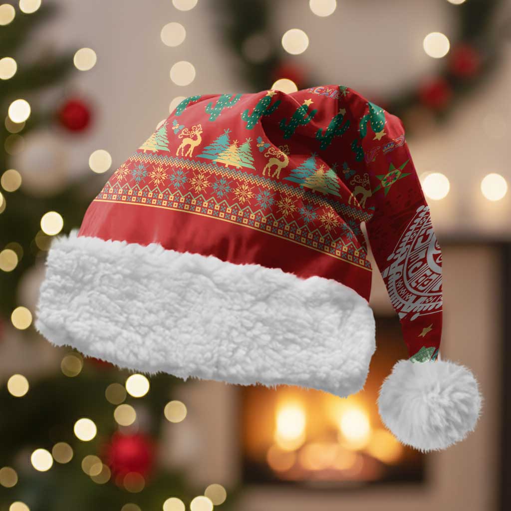 Mexico Merry Christmas Santa Hat Mexican Cultural Emblem Xmas Style - Wonder Print Shop