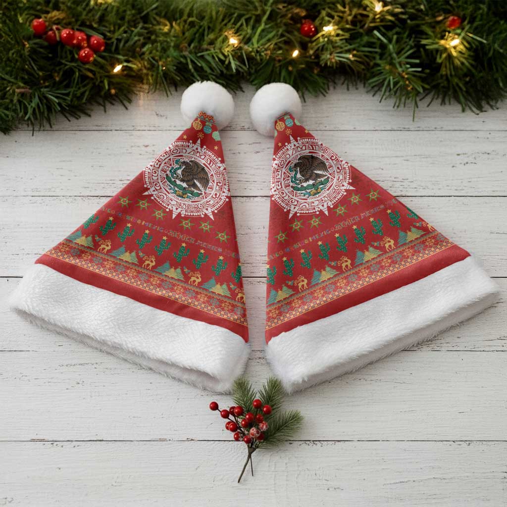 Mexico Merry Christmas Santa Hat Mexican Cultural Emblem Xmas Style - Wonder Print Shop