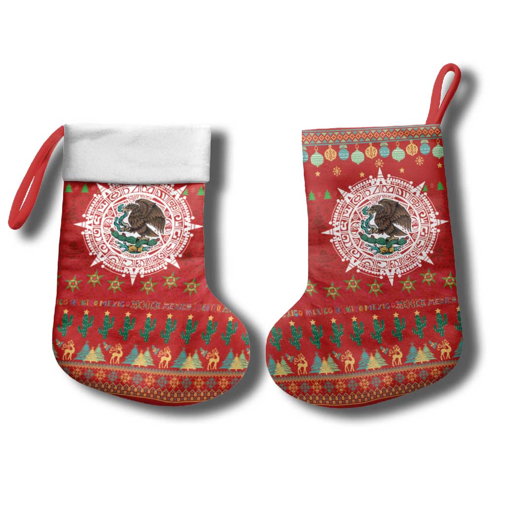 Mexico Merry Christmas Stocking Mexican Cultural Emblem Xmas Style - Wonder Print Shop