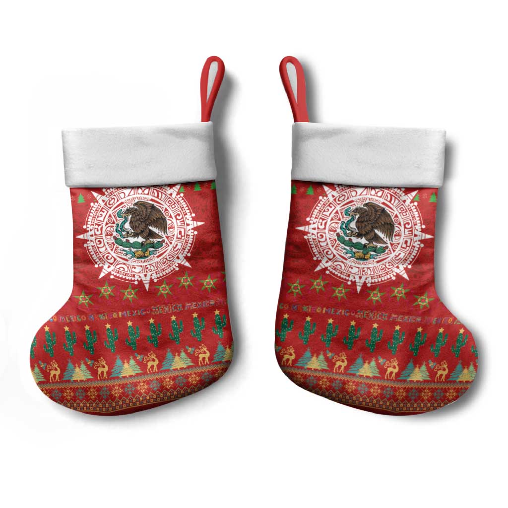Mexico Merry Christmas Stocking Mexican Cultural Emblem Xmas Style - Wonder Print Shop