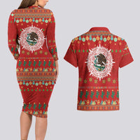 Mexico Merry Christmas Couples Matching Long Sleeve Bodycon Dress and Hawaiian Shirt Mexican Cultural Emblem Xmas Style - Wonder Print Shop