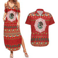 Mexico Merry Christmas Couples Matching Summer Maxi Dress and Hawaiian Shirt Mexican Cultural Emblem Xmas Style - Wonder Print Shop