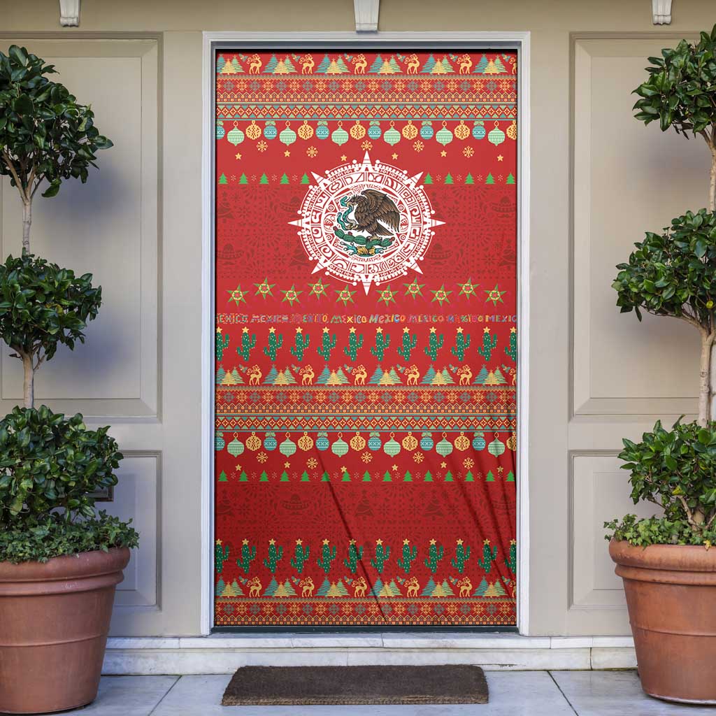 Mexico Merry Christmas Door Cover Mexican Cultural Emblem Xmas Style - Wonder Print Shop