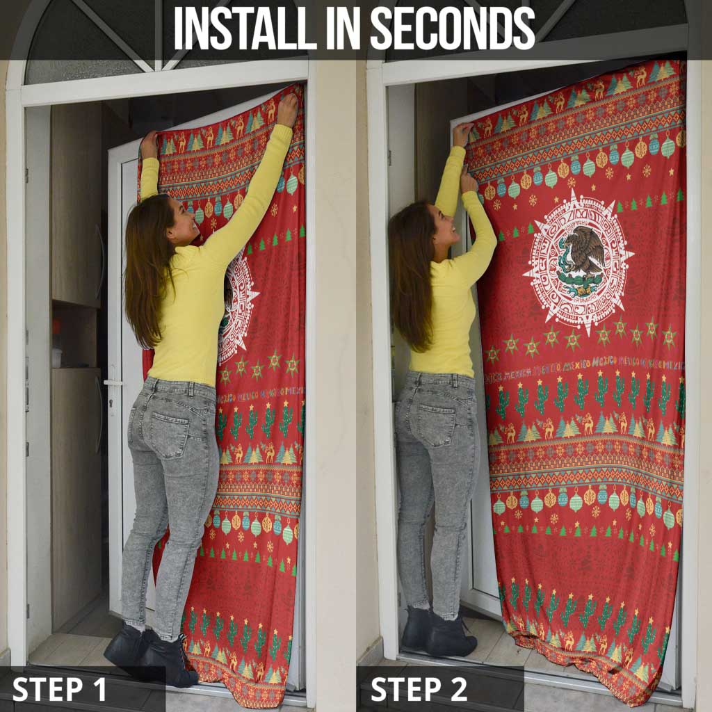 Mexico Merry Christmas Door Cover Mexican Cultural Emblem Xmas Style - Wonder Print Shop