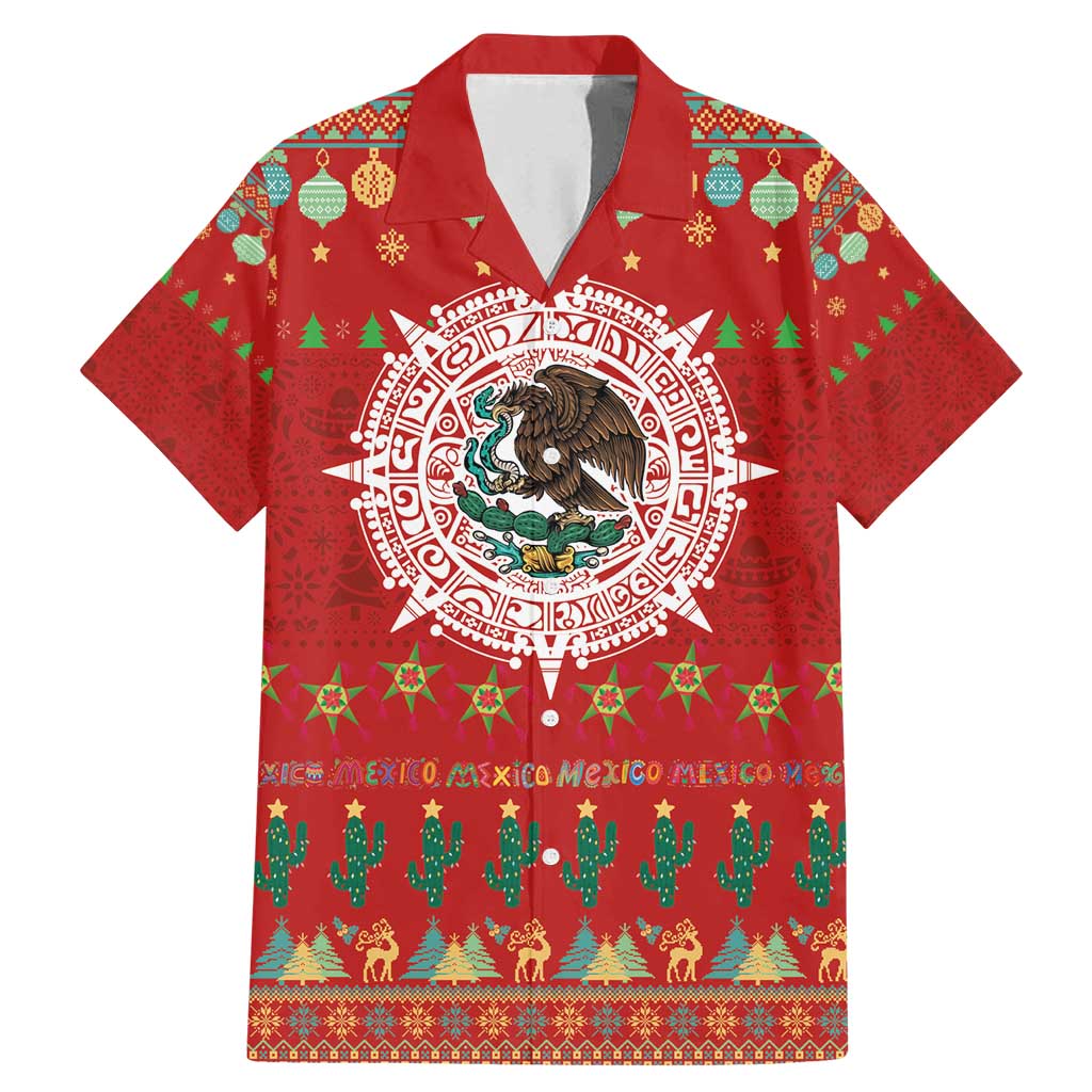 Mexico Merry Christmas Family Matching Mermaid Dress and Hawaiian Shirt Mexican Cultural Emblem Xmas Style - Wonder Print Shop