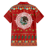 Mexico Merry Christmas Family Matching Off The Shoulder Long Sleeve Dress and Hawaiian Shirt Mexican Cultural Emblem Xmas Style - Wonder Print Shop