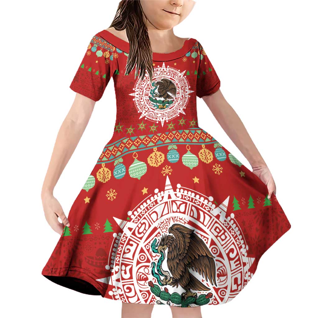 Mexico Merry Christmas Family Matching Off Shoulder Short Dress and Hawaiian Shirt Mexican Cultural Emblem Xmas Style - Wonder Print Shop