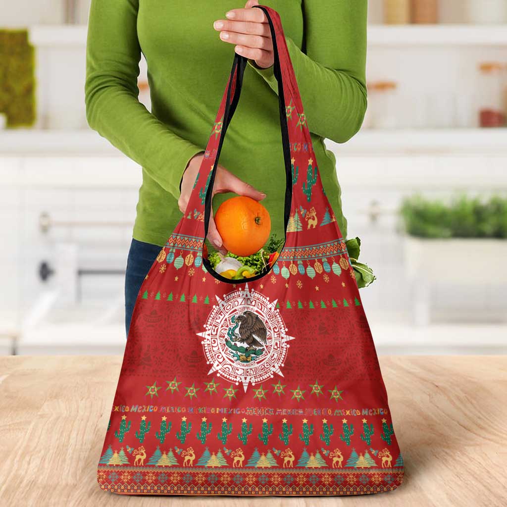 Mexico Merry Christmas Grocery Bag Mexican Cultural Emblem Xmas Style - Wonder Print Shop