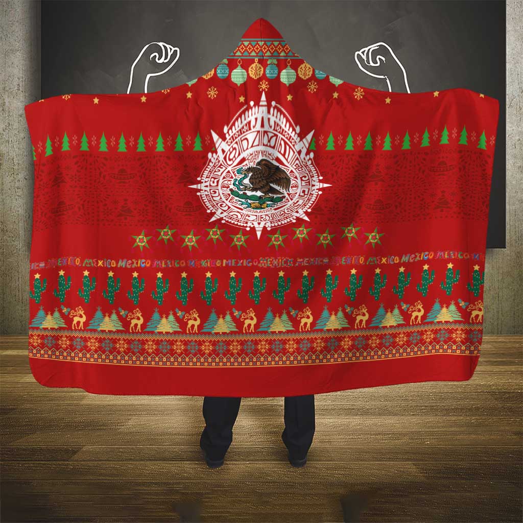 Mexico Merry Christmas Hooded Blanket Mexican Cultural Emblem Xmas Style - Wonder Print Shop