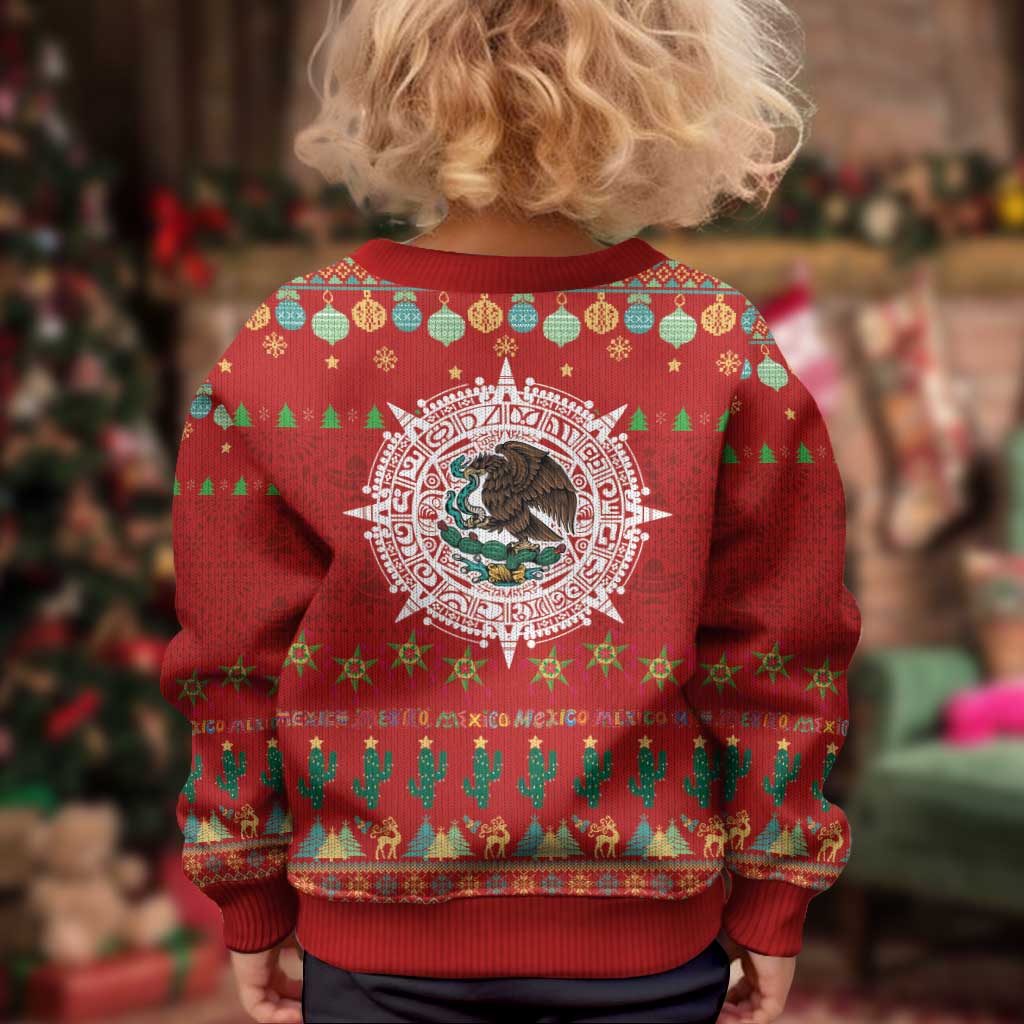 Mexico Merry Christmas Kid Ugly Christmas Sweater Mexican Cultural Emblem Xmas Style - Wonder Print Shop