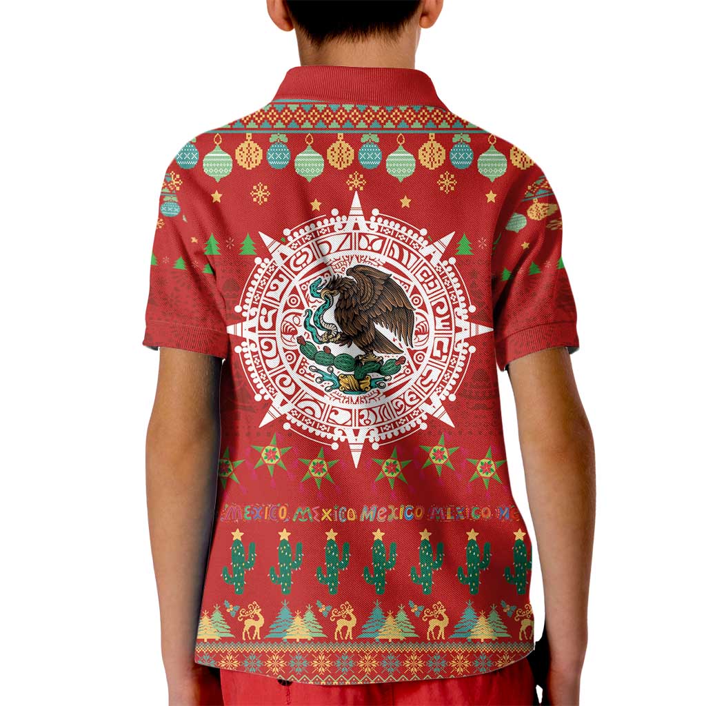Mexico Merry Christmas Kid Polo Shirt Mexican Cultural Emblem Xmas Style - Wonder Print Shop