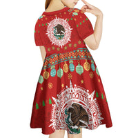 Mexico Merry Christmas Kid Short Sleeve Dress Mexican Cultural Emblem Xmas Style - Wonder Print Shop