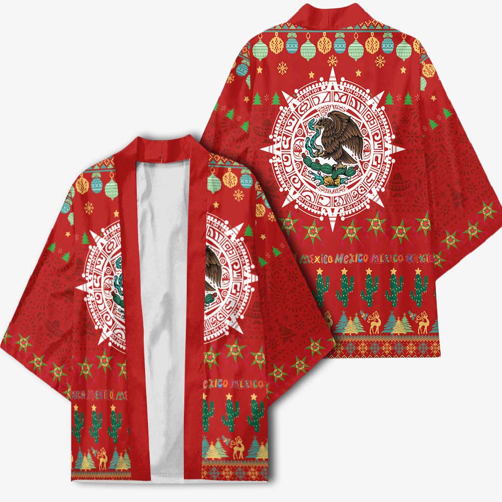Mexico Merry Christmas Kimono Mexican Cultural Emblem Xmas Style - Wonder Print Shop