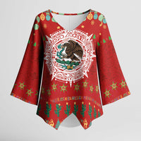 Mexico Merry Christmas Kimono Sleeve Blouse Mexican Cultural Emblem Xmas Style - Wonder Print Shop