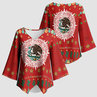 Mexico Merry Christmas Kimono Sleeve Blouse Mexican Cultural Emblem Xmas Style - Wonder Print Shop