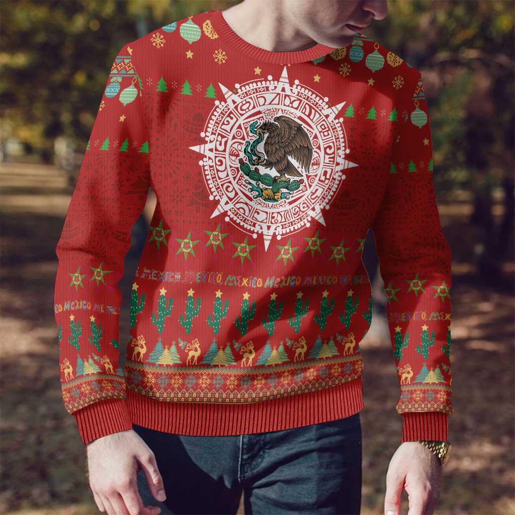 Mexico Merry Christmas Ugly Christmas Sweater Mexican Cultural Emblem Xmas Style - Wonder Print Shop