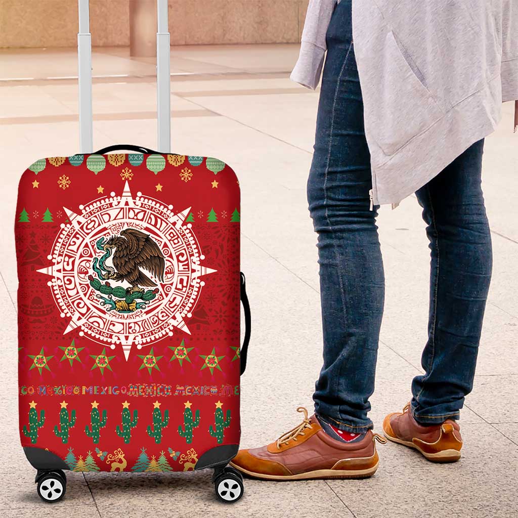 Mexico Merry Christmas Luggage Cover Mexican Cultural Emblem Xmas Style - Wonder Print Shop