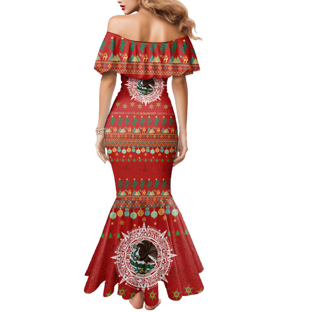 Mexico Merry Christmas Mermaid Dress Mexican Cultural Emblem Xmas Style - Wonder Print Shop