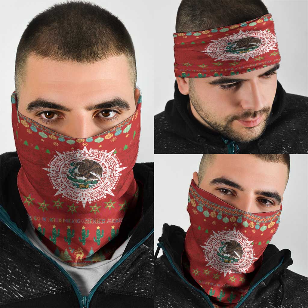 Mexico Merry Christmas Neck Gaiter Mexican Cultural Emblem Xmas Style - Wonder Print Shop