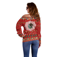 Mexico Merry Christmas Off Shoulder Sweater Mexican Cultural Emblem Xmas Style - Wonder Print Shop