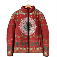 Mexico Merry Christmas Padded Jacket Mexican Cultural Emblem Xmas Style - Wonder Print Shop