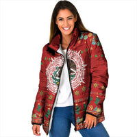 Mexico Merry Christmas Padded Jacket Mexican Cultural Emblem Xmas Style - Wonder Print Shop
