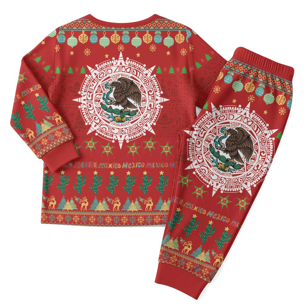 Mexico Merry Christmas Pajama Set Mexican Cultural Emblem Xmas Style - Wonder Print Shop