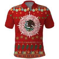 Mexico Merry Christmas Polo Shirt Mexican Cultural Emblem Xmas Style - Wonder Print Shop