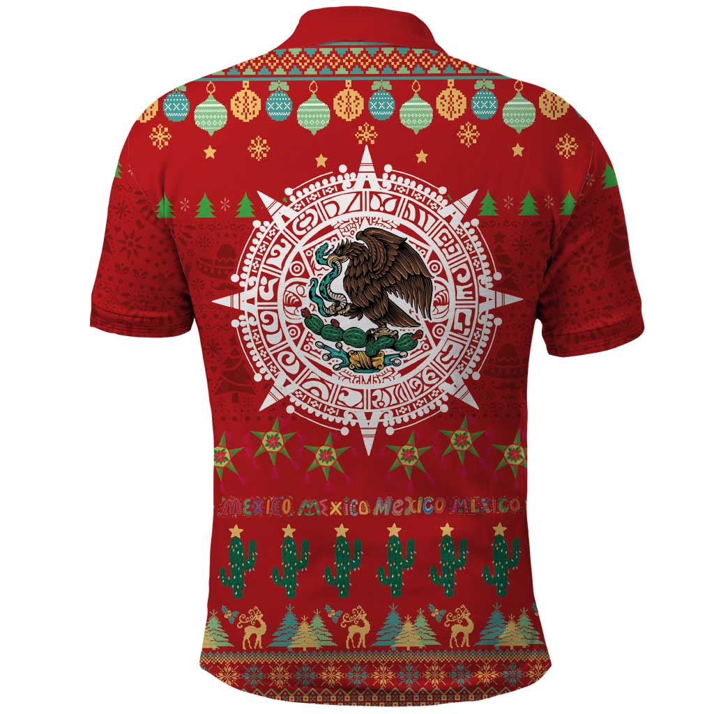 Mexico Merry Christmas Polo Shirt Mexican Cultural Emblem Xmas Style - Wonder Print Shop