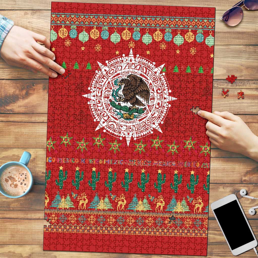 Mexico Merry Christmas Puzzle Mexican Cultural Emblem Xmas Style - Wonder Print Shop