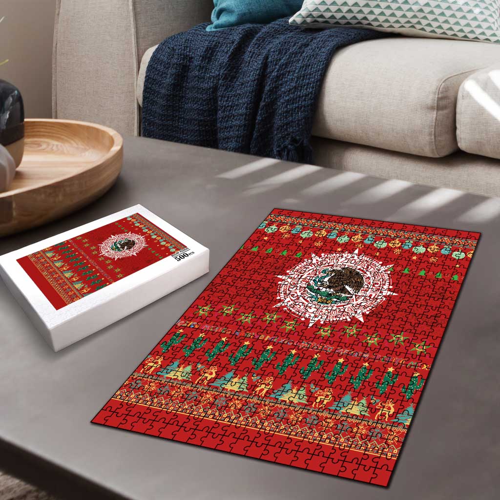 Mexico Merry Christmas Puzzle Mexican Cultural Emblem Xmas Style - Wonder Print Shop