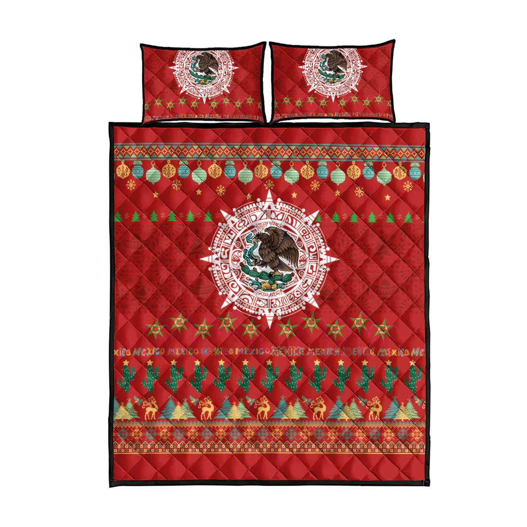Mexico Merry Christmas Quilt Bed Set Mexican Cultural Emblem Xmas Style - Wonder Print Shop