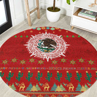 Mexico Merry Christmas Round Carpet Mexican Cultural Emblem Xmas Style - Wonder Print Shop