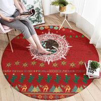 Mexico Merry Christmas Round Carpet Mexican Cultural Emblem Xmas Style - Wonder Print Shop