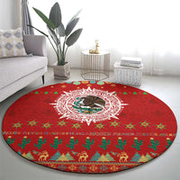 Mexico Merry Christmas Round Carpet Mexican Cultural Emblem Xmas Style - Wonder Print Shop