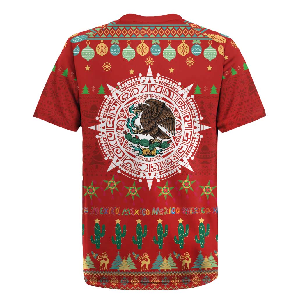 Mexico Merry Christmas Rugby Jersey Mexican Cultural Emblem Xmas Style - Wonder Print Shop