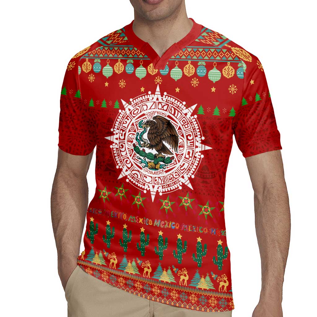 Mexico Merry Christmas Rugby Jersey Mexican Cultural Emblem Xmas Style - Wonder Print Shop