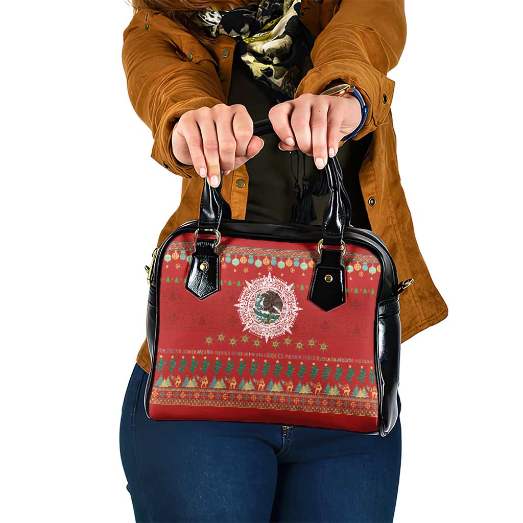 Mexico Merry Christmas Shoulder Handbag Mexican Cultural Emblem Xmas Style - Wonder Print Shop